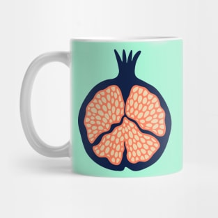 POMEGRANATE Fresh Plump Ripe Tropical Fruit in Dark Blue with Orange Seeds - UnBlink Studio by Jackie Tahara Mug